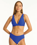 Sea Level Honeycomb Mid Bikini Pant - Cobalt Blue