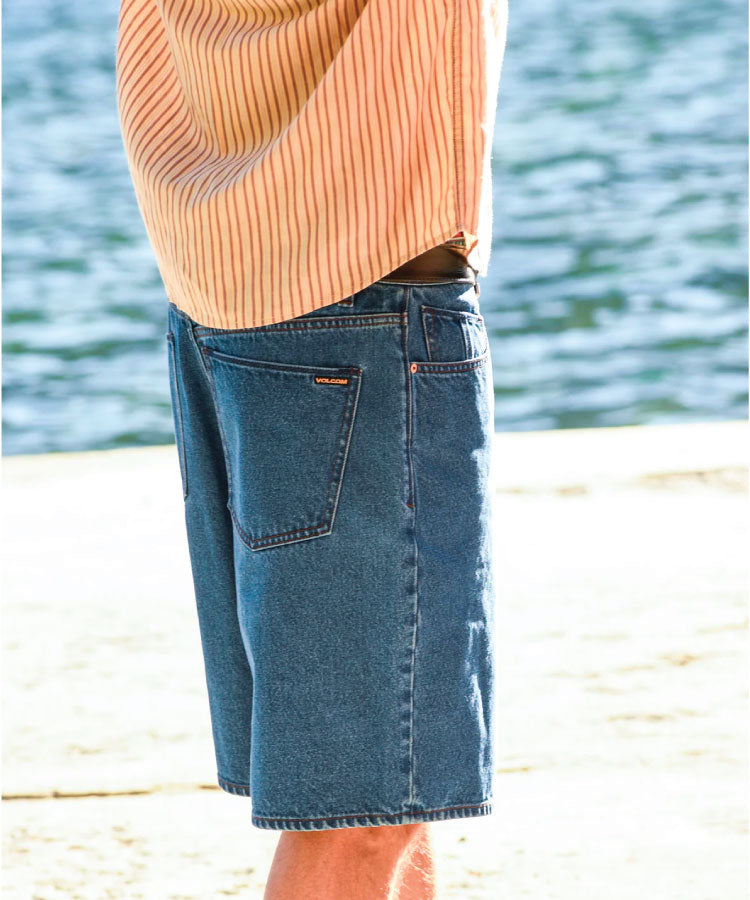 Volcom Billow Denim Shorts - Oliver Mid Blue