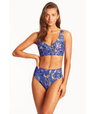 Sea Level Carnivale Cross Front Multifit Bra - Cobalt