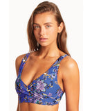 Sea Level Carnivale Cross Front Multifit Bra - Cobalt