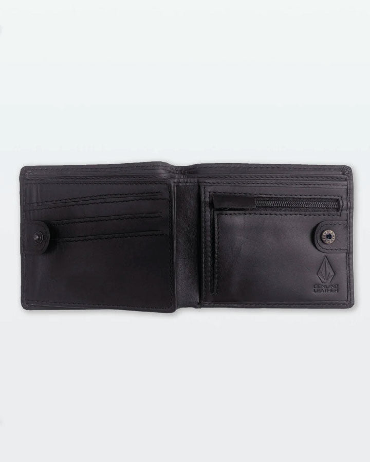 Volcom Single Stone Leather Wallet - Black
