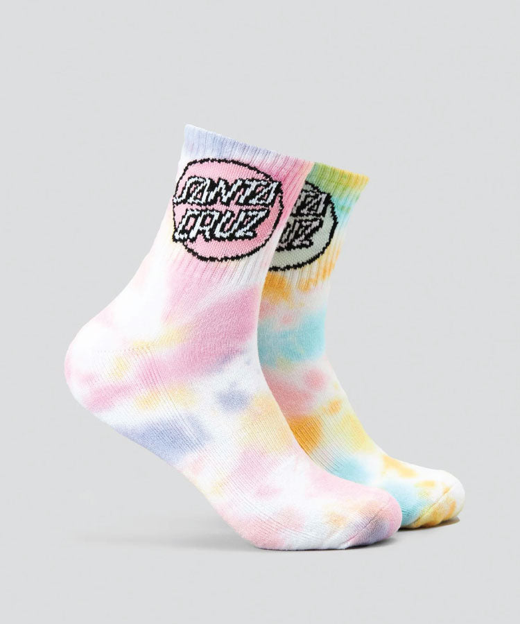 Santa Cruz Girls Other Dot Tie Dye Mid Sock 2Pk - Multi Tie Dye