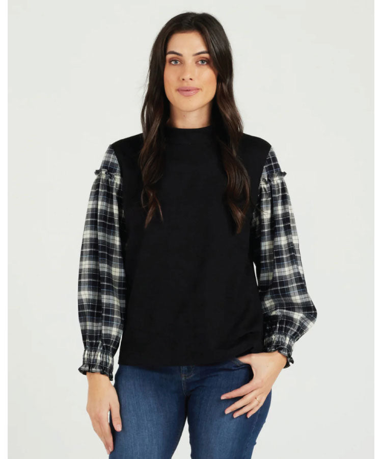 Zafina Ylona Top - Black Check
