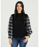 Zafina Ylona Top - Black Check