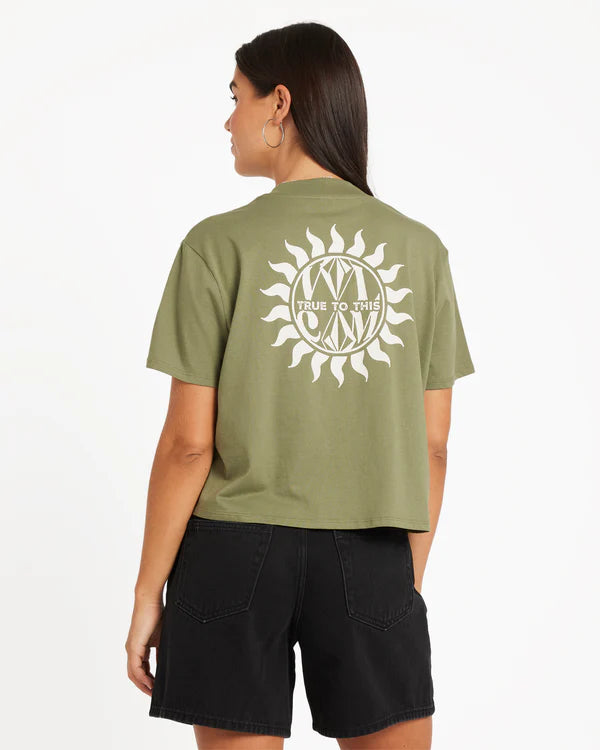 Volcom Dial Crop Tee - Moss Stone