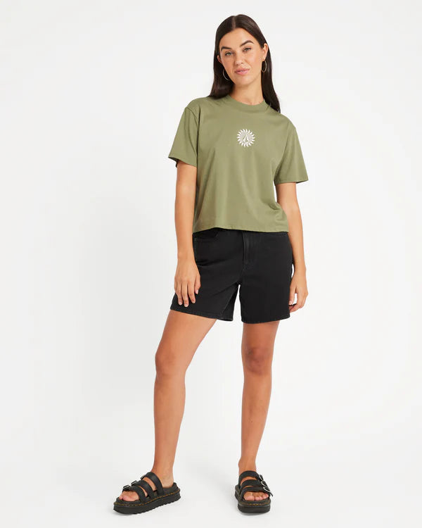 Volcom Dial Crop Tee - Moss Stone