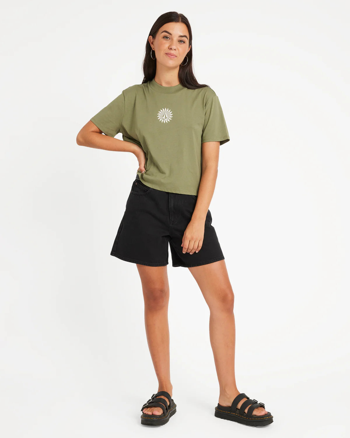 Volcom Dial Crop Tee - Moss Stone