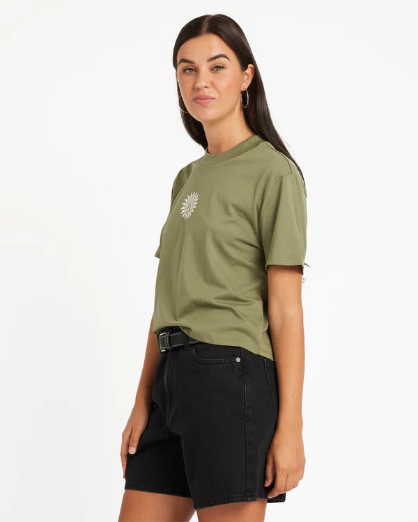 Volcom Dial Crop Tee - Moss Stone