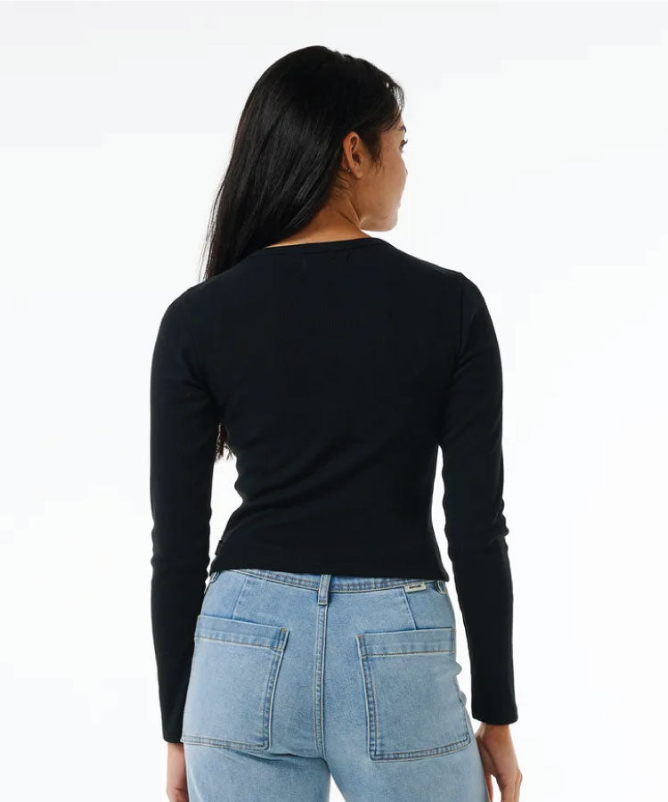 Rip Curl Classic Ribbed L/S Tee - Black