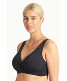 Sea Level Eco Essentials Cross Front Multifit Bra - Black
