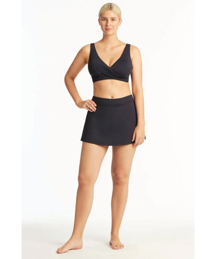 Sea Level Eco Essentials Cross Front Multifit Bra - Black