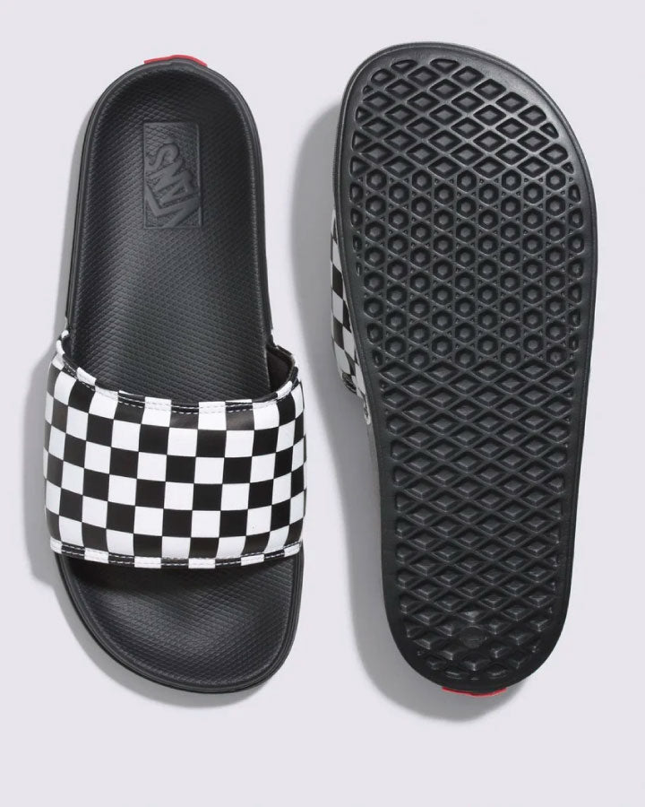 Vans La Costa Checkerboard Slides - True White/Black