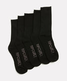 Rip Curl School Crew Sock - 5Pk - Black