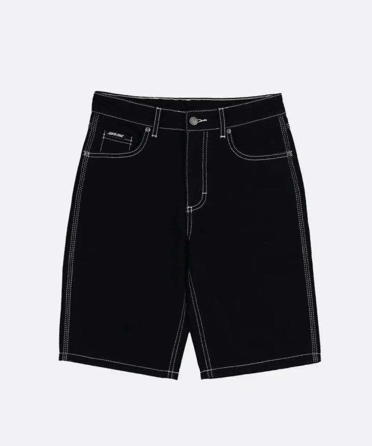 Santa Cruz Flamed Collegiate Arch Jean Shorts - Black