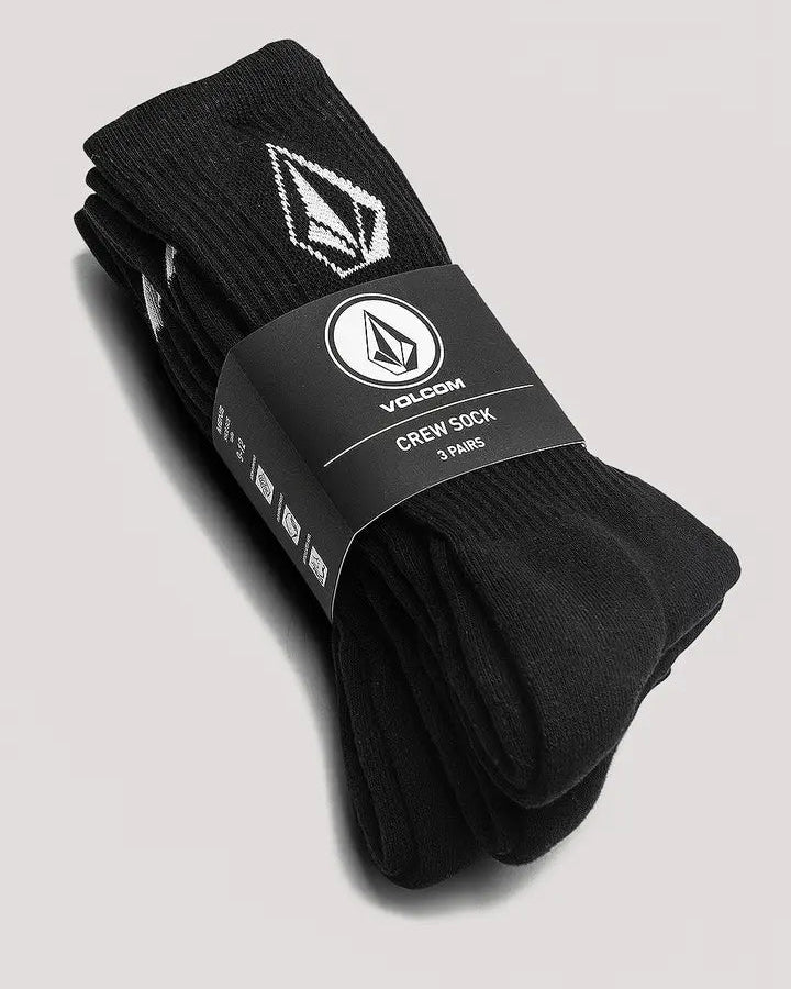 Volcom Full Stone Sock 9-12 3Pk - Black
