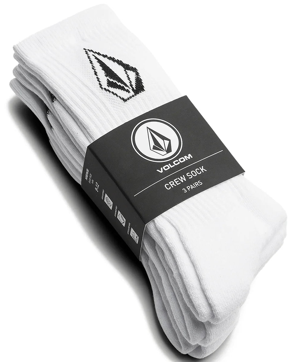 Volcom Full Stone Sock 9-12 3Pk - White