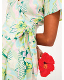 Roxy Womens Indigo Sand Wrap Midi Dress - Evening Primrose Rave Wave