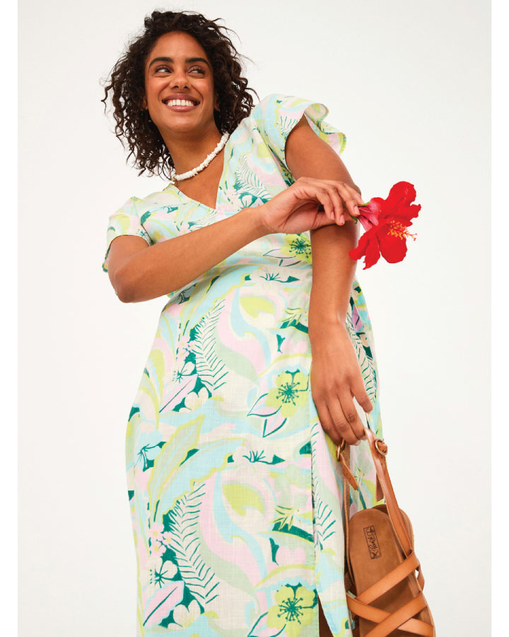 Roxy Womens Indigo Sand Wrap Midi Dress - Evening Primrose Rave Wave