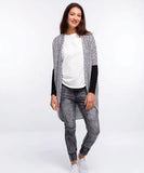 Homelee Long Batwing Cardi Black/White Cut Circle