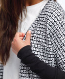 Homelee Long Batwing Cardi Black/White Cut Circle