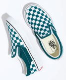 Vans Checkerboard Slip On Color Theory Kids Shoe - Deep Teal