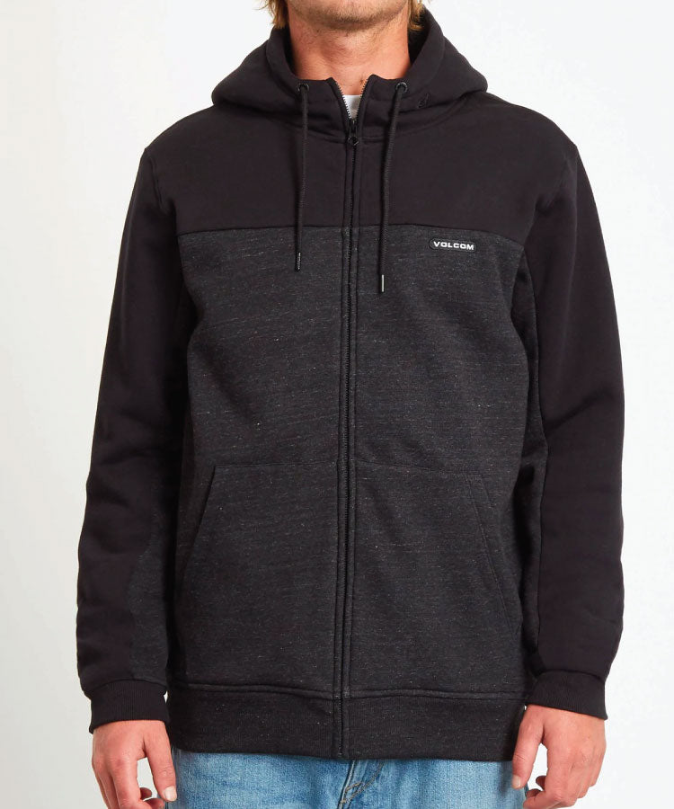 Volcom Single Stone Div Lined Zip-up Hoodie - Heather Black