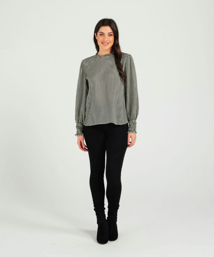 Zafina Maria Top - Houndstooth