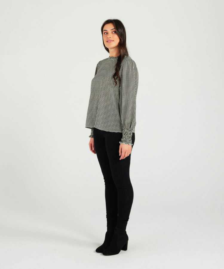 Zafina Maria Top - Houndstooth