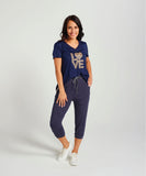 Zafina Three Quarter Pant - Ink / Stripe