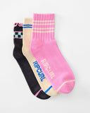 Rip Curl Mixed Socks 3Pk - Pink