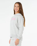 Rip Curl Staple Varsity Girls Hood - Light Grey Marle