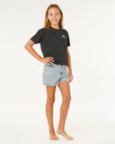 Rip Curl Girls Layday Crop tee - Washed Black