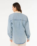Rip Curl Surf Side Relaxed Denim Shirt - Washed Blue