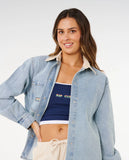 Rip Curl Surf Side Relaxed Denim Shirt - Washed Blue