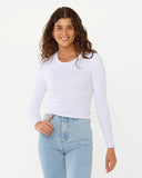 Rip Curl Classic Ribbed L/S Tee - Optical White