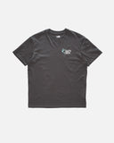 Salty Crew Mens Coordinates Premium Short Sleeve Tee in Dark Grey front view showing the comfortable relaxed short sleeve crewneck tee silhouette and small custom chest screen print logo, sold by Point Break Cambridge local family surf shop at 63 Duke street.