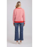 Mi Moso Striped Delight Sweat Shirt - Red