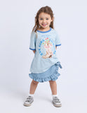 Eve Girl Rodeo Ringer Little Girls Tee - Light Blue