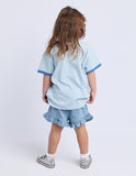 Eve Girl Rodeo Ringer Little Girls Tee - Light Blue