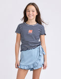 Eve Girl Issy Rib Tee - Navy