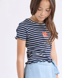 Eve Girl Issy Rib Tee - Navy