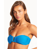 Sea Level Honecomb U Bar Bandeau Bikini Top - Capri