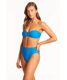 Sea Level Honecomb U Bar Bandeau Bikini Top - Capri