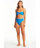 Sea Level Honecomb U Bar Bandeau Bikini Top - Capri