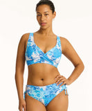 Sea Level Daisyfield Cross Front Multifit Bra Top - Blue