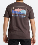 Man wearing Billabong adventure division t-shirt in Brown. Showing the back logo.