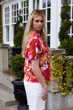 Charlo Alex Blouse  - Orange Floral