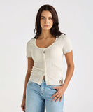 Wrangler Daria Button Tee - Vintage White