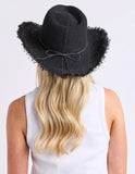 Elm Fringed Fedora Hat - Black
