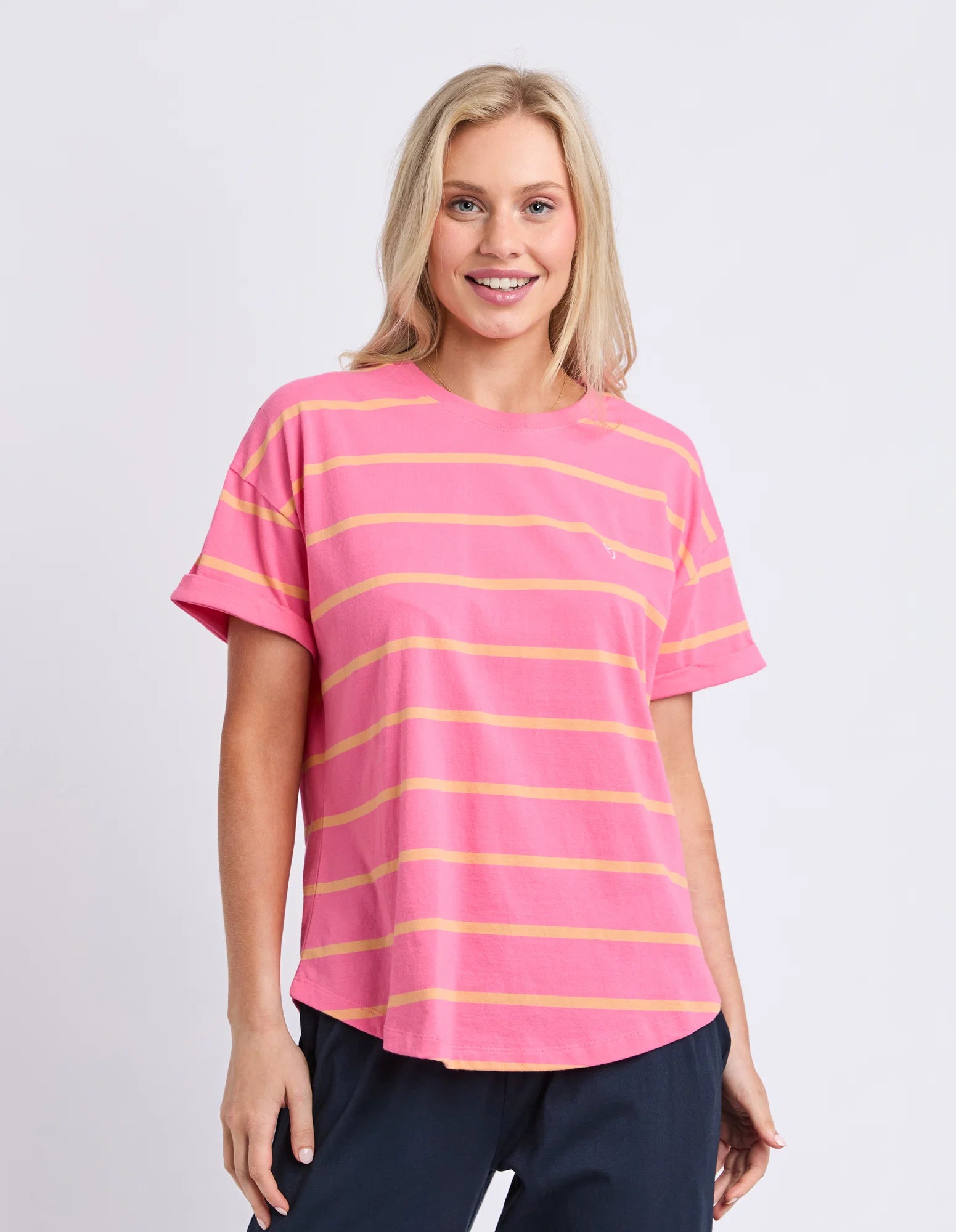 Elm Halli S/S Tee - Stripe Pink Lemonade/Peach